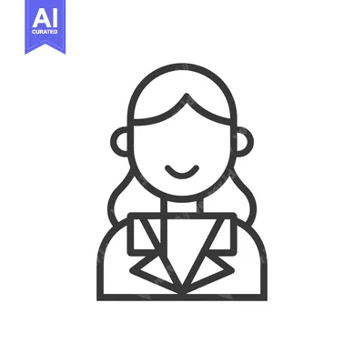 Aset desain premium: Line drawing of a woman with long hair, wearing a jacket