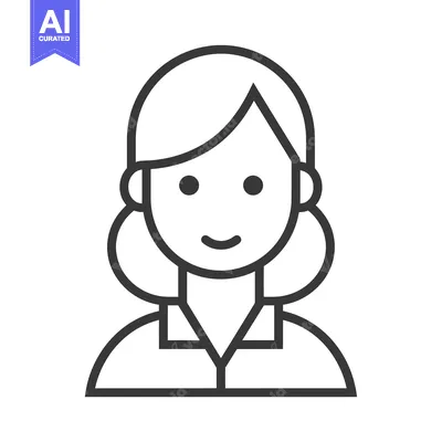 Aset desain premium: Line Drawing of a Woman with Short Hair Wearing a Collared Shirt