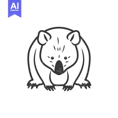 Aset premium populer: Line drawing of a wombat facing forward