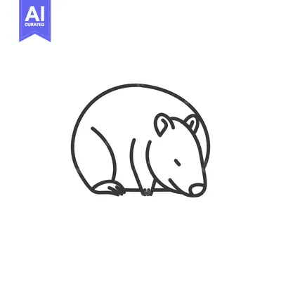 Line Drawing of a Wombat Sitting on its Haunches
