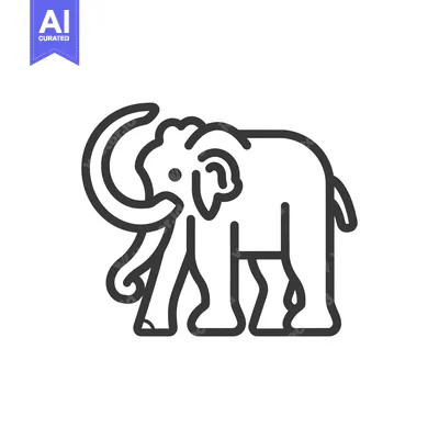 Aset desain premium: Line drawing of a woolly mammoth with tusks