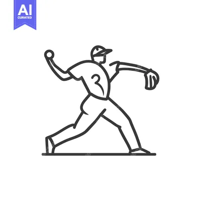 Popular premium asset: Line Drawing of Baseball Pitcher Throwing the Ball