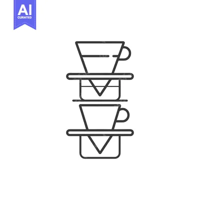 Line Drawing of Coffee Filter and Dripper