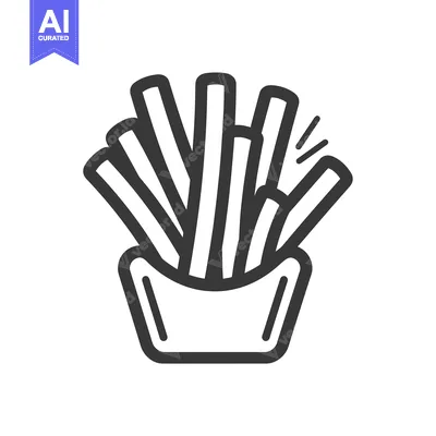 Aset desain premium: Line drawing of french fries in a container