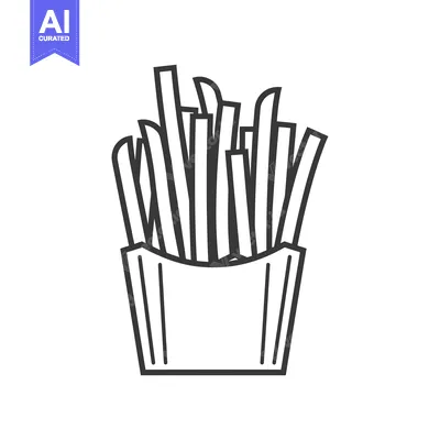 Premium design asset: Line Drawing of French Fries in a Paper Container