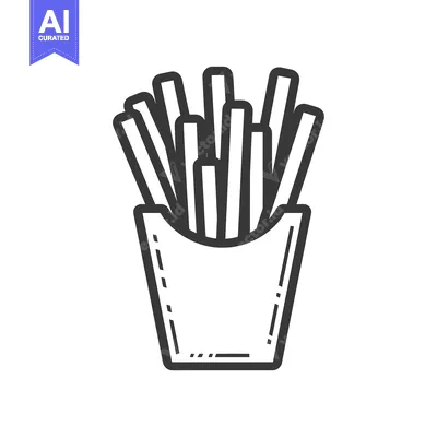 Premium design asset: Line drawing of french fries in a paper container