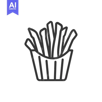 Aset desain premium: Line drawing of french fries in a paper container