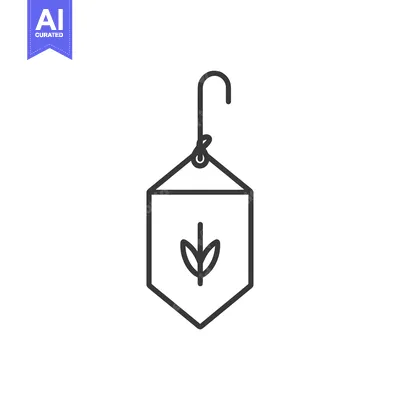 Popular premium asset: Line Drawing of Hanging Tag with Leaf Icon