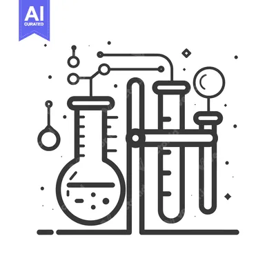 Aset premium populer: Line Drawing of Laboratory Glassware and Equipment