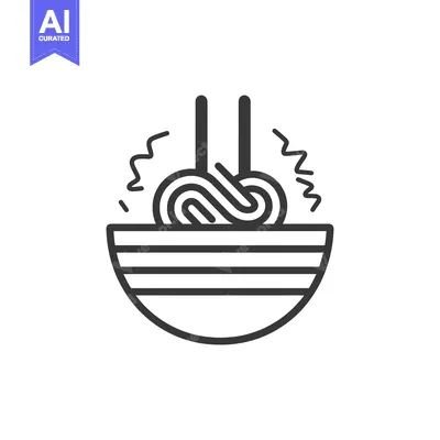 Aset premium populer: Line Drawing of Noodles in a Bowl with Chopsticks