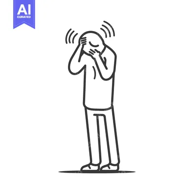 Popular premium asset: Line Drawing of Person Holding Their Head in Distress