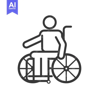 Aset desain premium: Line Drawing of Person in Wheelchair