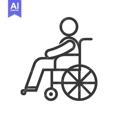 Aset desain premium: Line Drawing of Person in Wheelchair