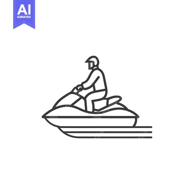 Premium design asset: Line Drawing of Person Riding a Jet Ski