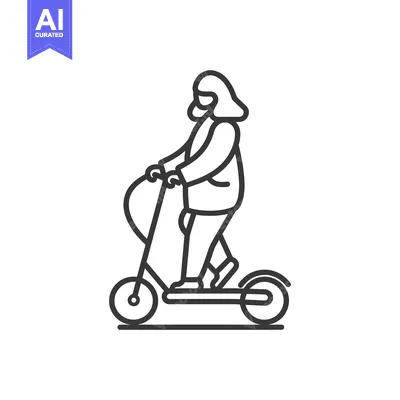 Premium design asset: Line Drawing of Person Riding an Electric Scooter