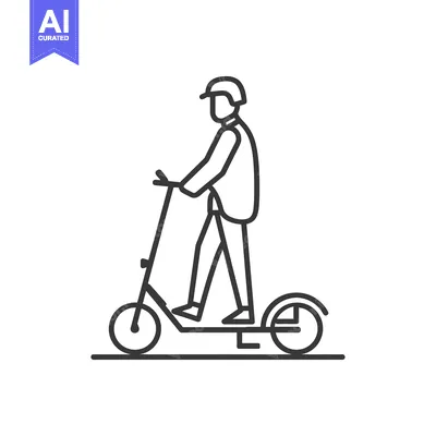 Aset desain premium: Line Drawing of Person Riding a Scooter