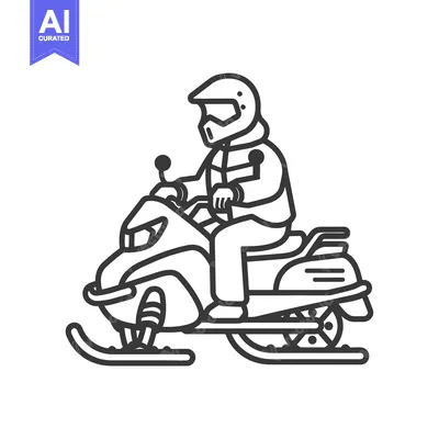 Aset desain premium: Line Drawing of Person Riding a Snowmobile