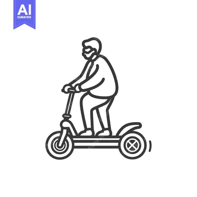 Aset premium populer: Line Drawing of Person Riding Electric Scooter