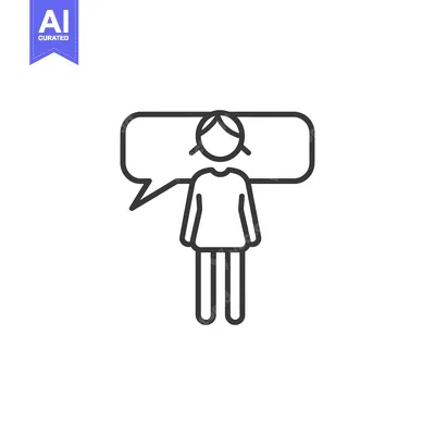Popular premium asset: Line Drawing of Person with Speech Bubble