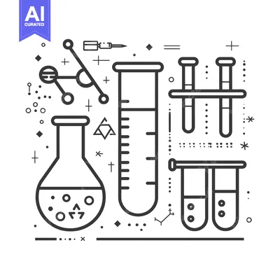 Aset desain premium: Line Drawing of Scientific Lab Equipment