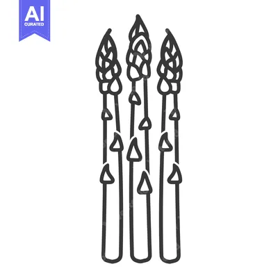 Aset desain premium: Line Drawing of Three Asparagus Spears