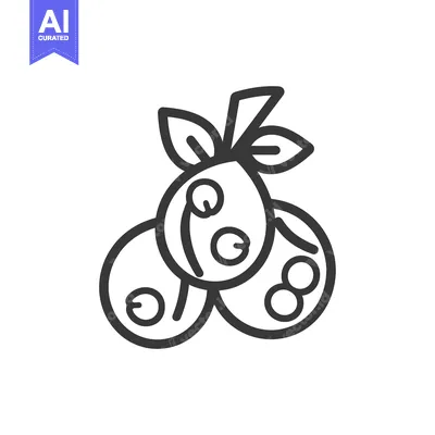 Aset premium populer: Line Drawing of Three Blueberries with Stem and Leaves