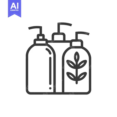 Aset premium populer: Line drawing of three bottles of liquid soap