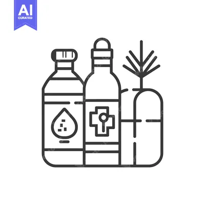 Aset desain premium: Line Drawing of Three Bottles with Different Labels