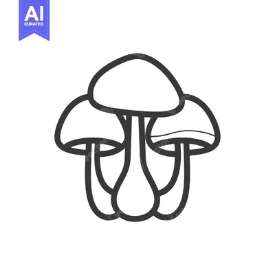Aset premium populer: Line Drawing of Three Connected Mushrooms