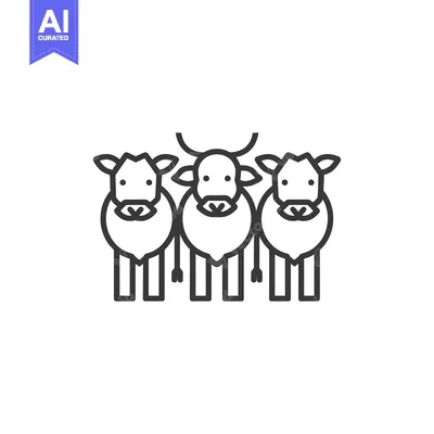 Popular premium asset: Line Drawing of Three Cows Standing Together