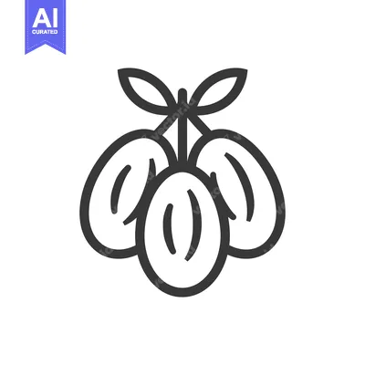 Aset desain premium: Line drawing of three dates with leaves