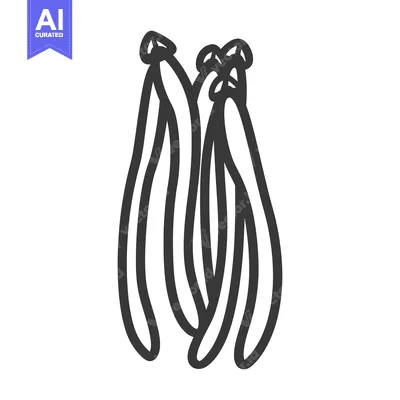 Aset desain premium: Line drawing of three green beans