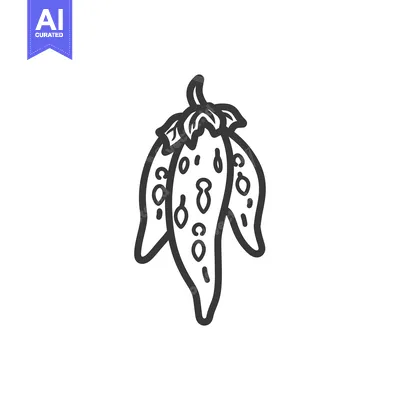 Popular premium asset: Line Drawing of Three Green Chili Peppers