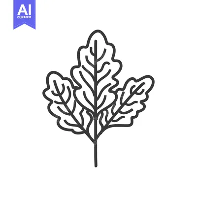 Aset premium populer: Line Drawing of Three Green Leaves with a Stem