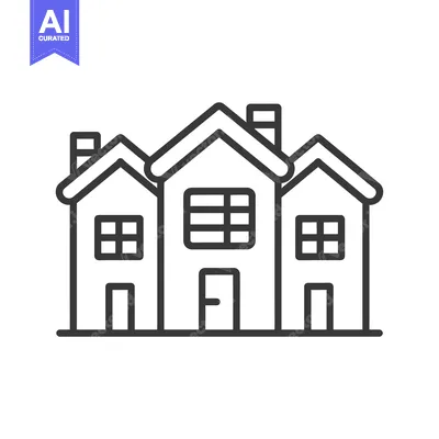 Aset premium populer: Line Drawing of Three Houses with Chimneys