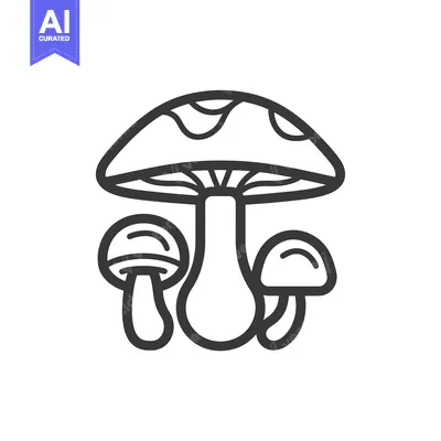 Popular premium asset: Line Drawing of Three Mushrooms with a Large Cap