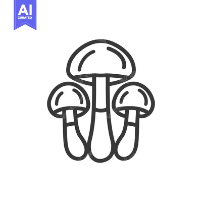 Aset desain premium: Line drawing of three mushrooms with rounded caps