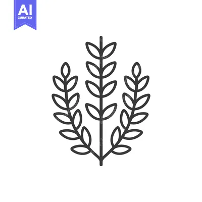 Aset premium populer: Line drawing of three stylized branches with leaves