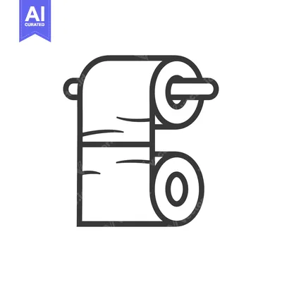 Aset desain premium: Line Drawing of Toilet Paper Roll on Holder