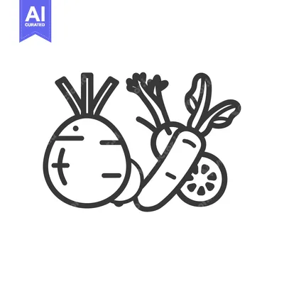 Aset premium populer: Line Drawing of Turnip, Carrot, and Radish