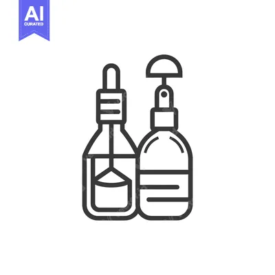 Aset premium populer: Line Drawing of Two Bottles, One with Dropper and One with Sprayer