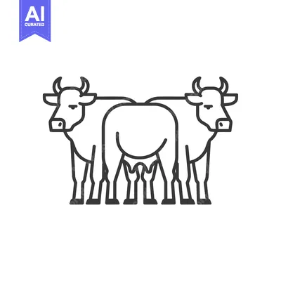 Aset desain premium: Line drawing of two cows standing side by side