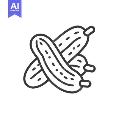 Aset desain premium: Line drawing of two crossed cucumbers
