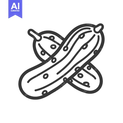 Line Drawing of Two Crossed Pickled Cucumbers