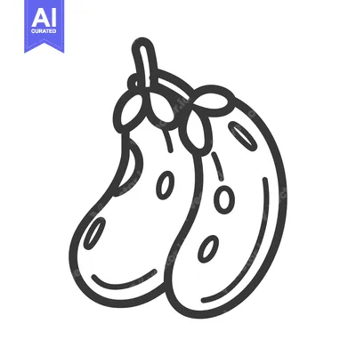 Aset premium populer: Line Drawing of Two Eggplants with Stems