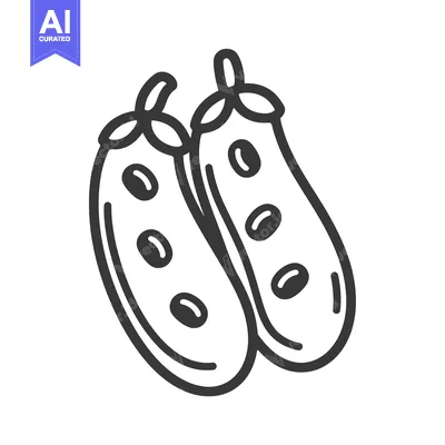 Aset desain premium: Line Drawing of Two Green Beans with Seeds