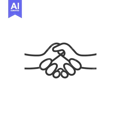 Aset desain premium: Line Drawing of Two Hands Shaking