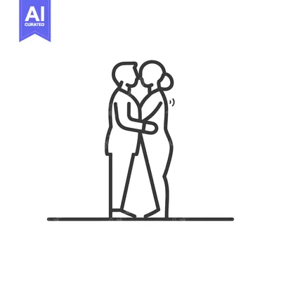Aset premium populer: Line Drawing of Two People Embracing