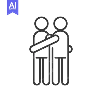 Premium design asset: Line drawing of two people embracing
