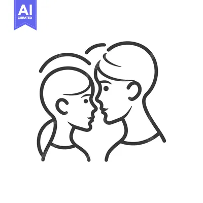 Premium design asset: Line Drawing of Two People Facing Each Other